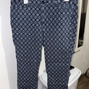 St. Johns Bay Navy and White Patterned Pants